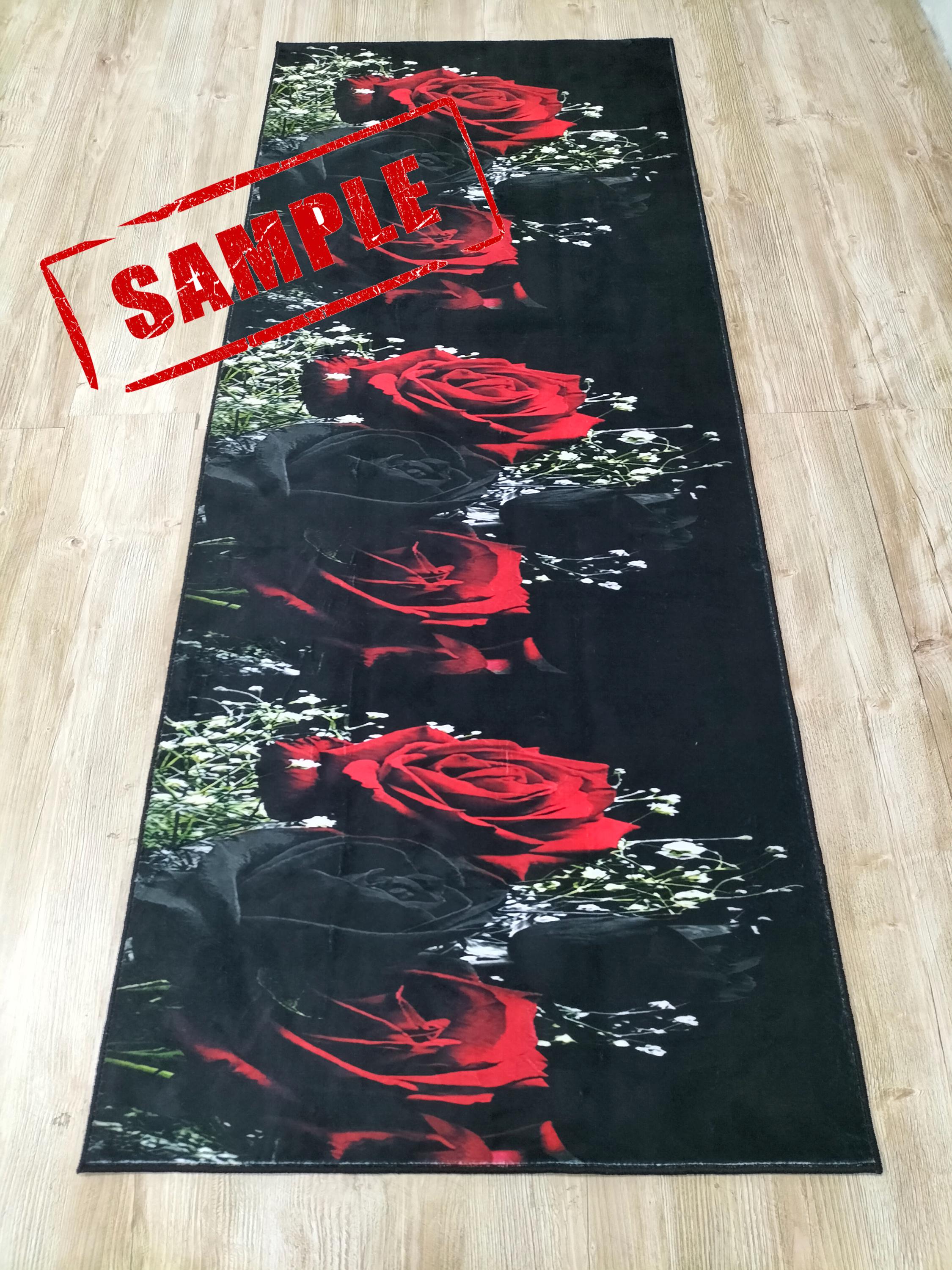 Red and Black Roses Runner Rug, Non-slip Cotton Base - Etsy UK