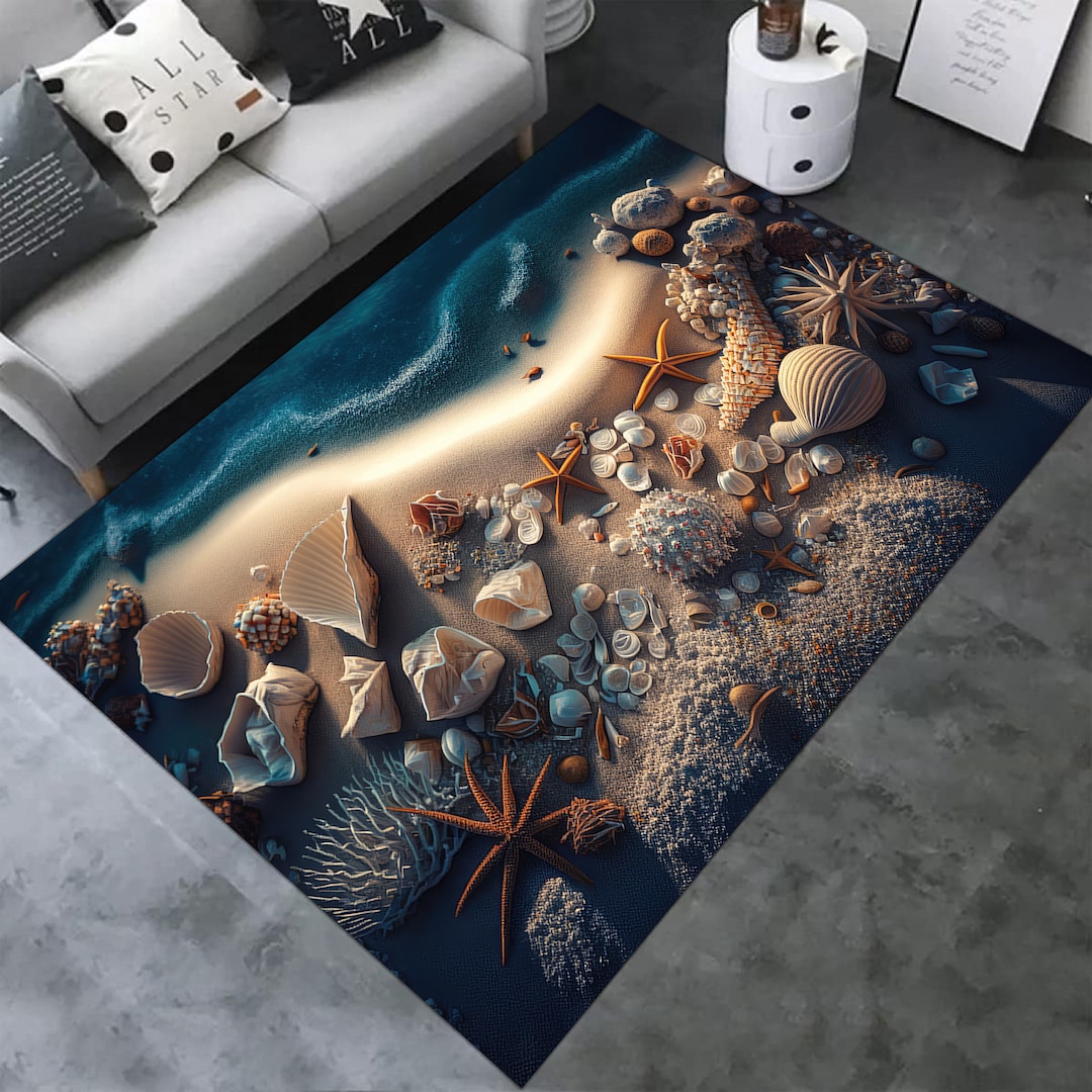 Rectangle Rug Beach Starfish Beach Rug, Coastal Sea Decor, Non Slip Area Rug - Etsy