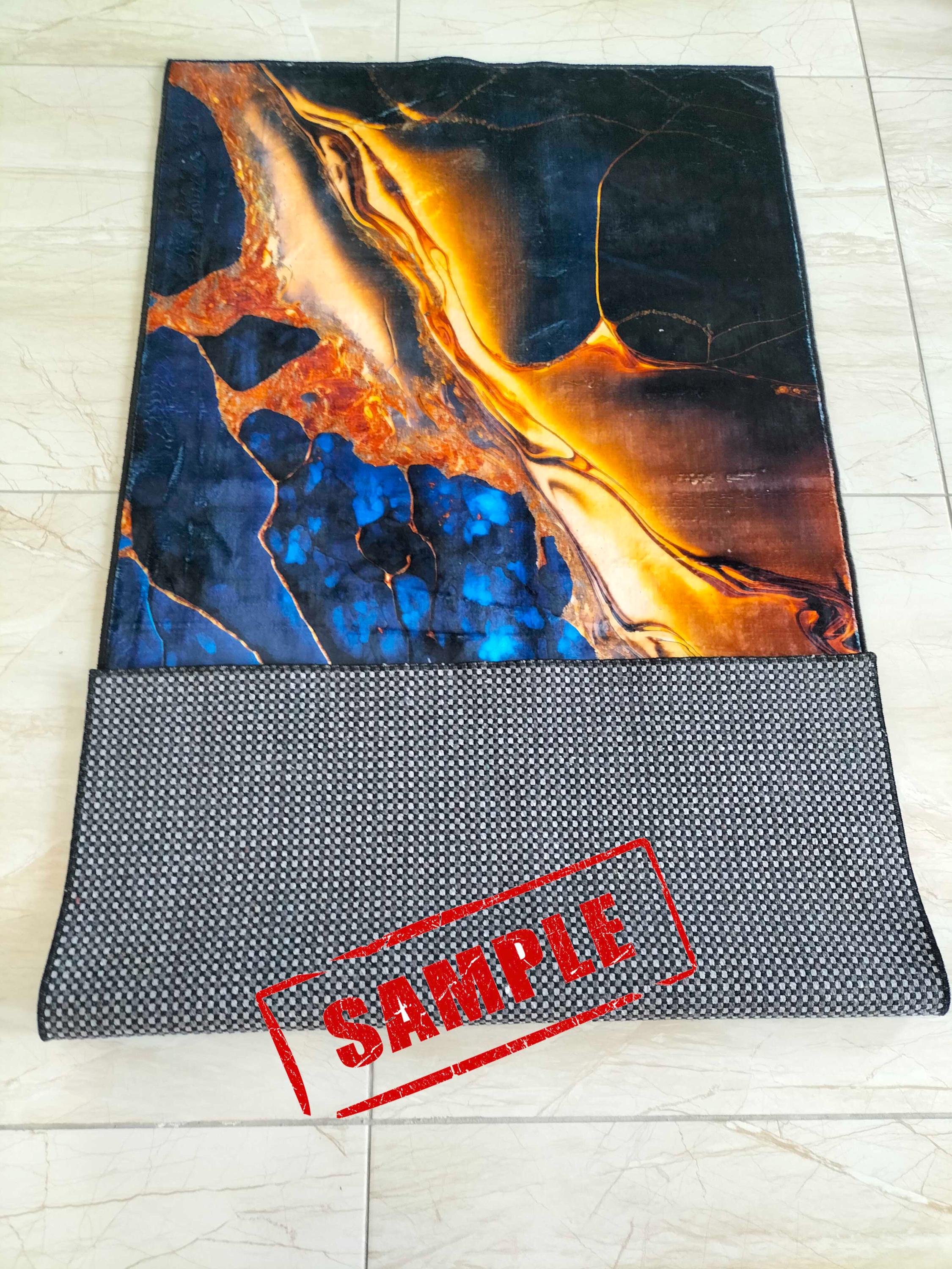 Blue Marble Rug Pattern Blue Gold Marble Rug, Stone Pattern, Non Slip Modern Area Rug - Etsy