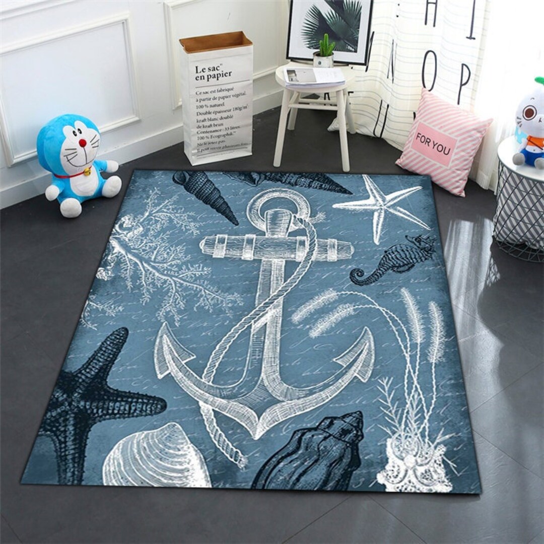 Nautical, Ship Anchor, Nautical Rug,kids Room Rug, Nautical Art, Gift ...