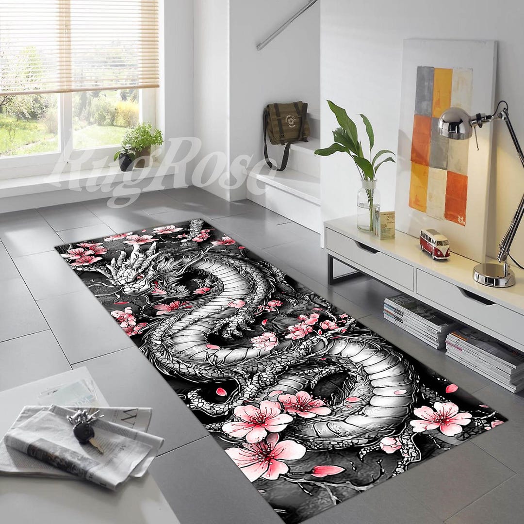 Dragon Rug, Dragon Runner Rug, Japanese Dragon Rug,japanese