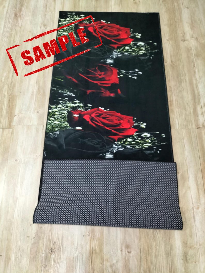 Red and Black Roses Runner Rug, Non-slip Cotton Base - Etsy