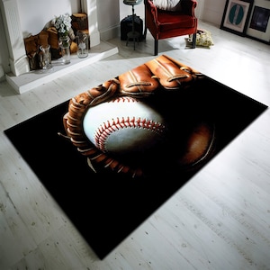 Baseball Rug, Baseball,Kids Rug,Rug,Popular Rug, Sports Rug, Living Room Rug, Kids Room Rug,Sports Decor, Sport Balls Rug,Non Slip Rug