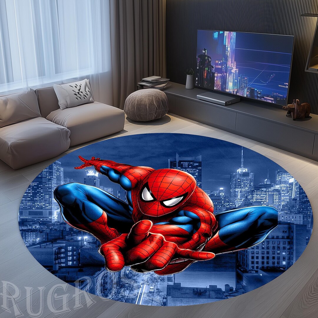 Spiderman, Spiderman Rug,spiderman Area Rug, Spiderman Round Rug, Kids ...