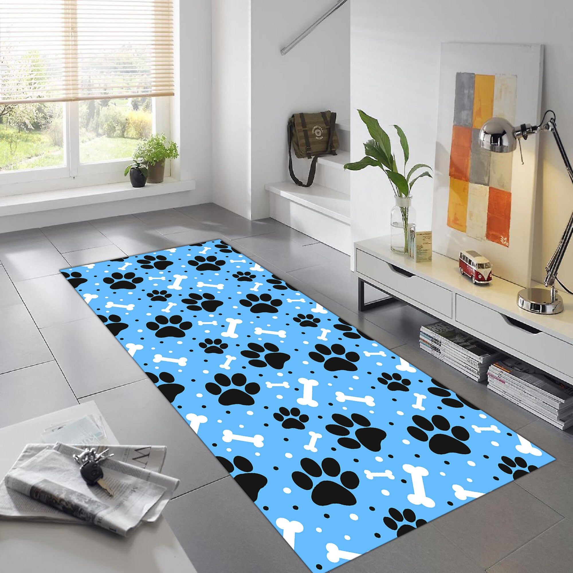 Paw Print Runner Rug Paw Print Runner Rug, Non-slip Cotton Base, Kids Room Decor - Etsy