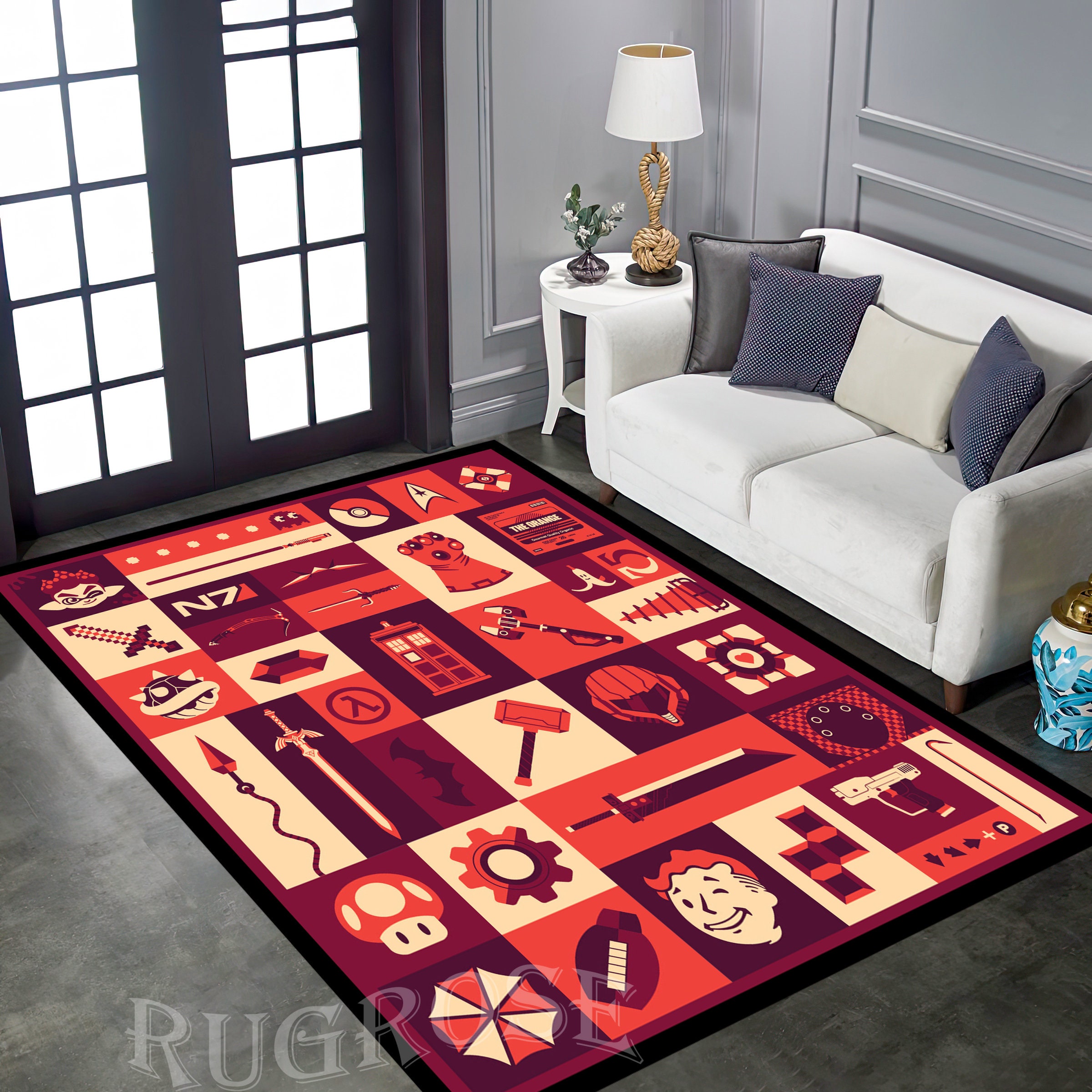 Retro Gamer Rug, Geeky Game Room Carpet, Computer Gift - Etsy