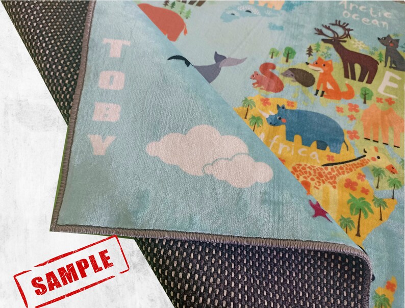 Animal World Map World Map Rug for Kids Room Rug - Etsy
