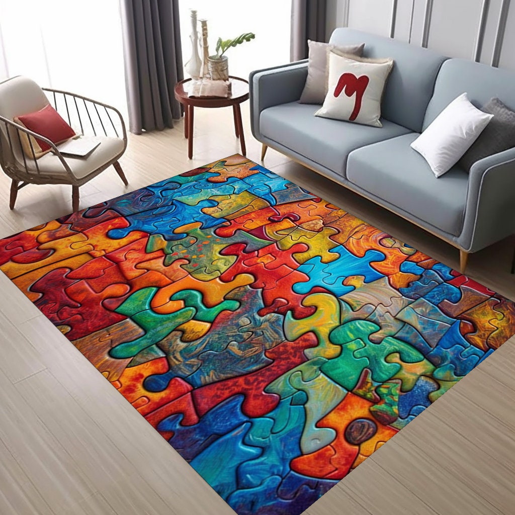 Puzzle Rug, Colorful Puzzle Rug, Kids Room Rug, Puzzle Piece Rug, Color  Puzzles Pieces, Game Decor Rug, Gift Kids Rug, Puzzle Pattern Rug 