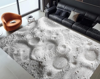 Moon Crater Rug, Non-Slip Cotton Base, Space Theme