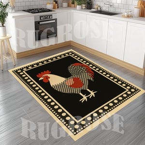 Rooster Kitchen Rug, Non-slip Cotton Base, Farmhouse Decor - Etsy