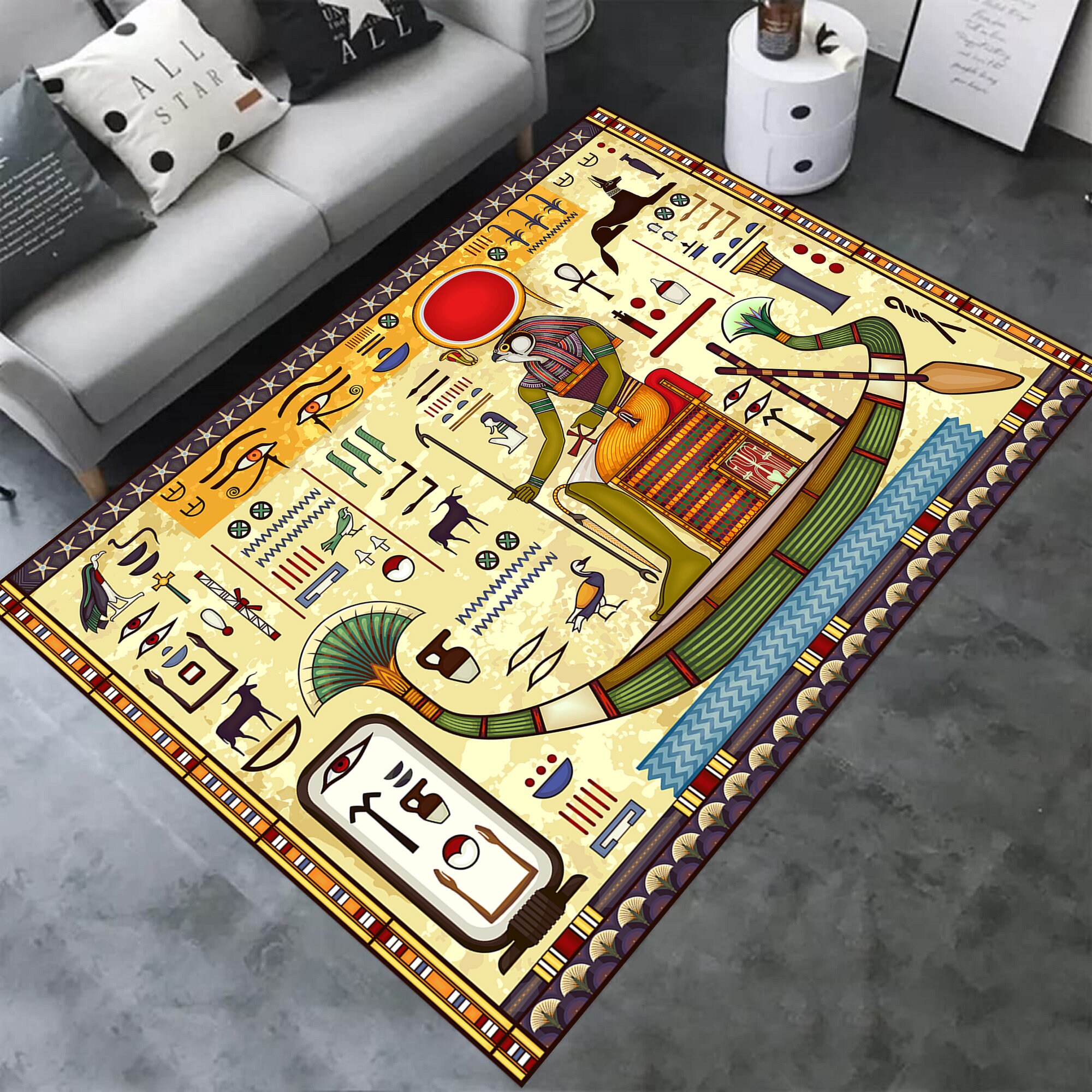 Egypt Rug Ancient Rug Hieroglyph Rug Anubis Rug Egyptian Etsy UK