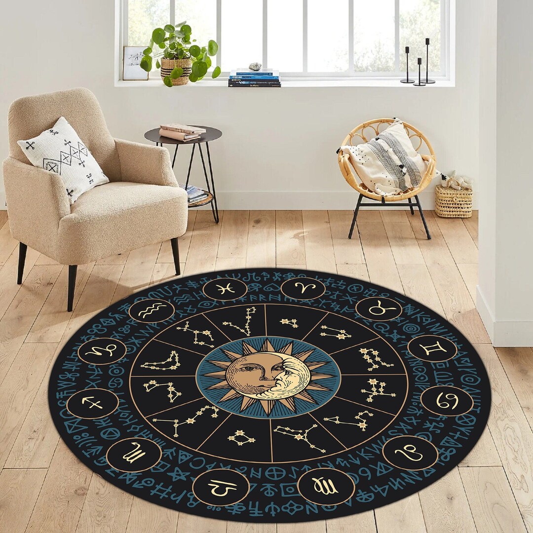 Astrology Rug, Zodiac Rugs, Horoscope Design Rug, Astrology Design Rug,round Zodiac Rug,decor