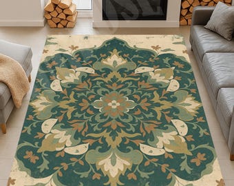 Bunter Mandala-Teppich, rutschfeste Baumwollbasis, Wohnkultur