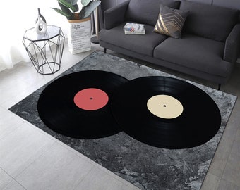 Vinyl vloerkleed, muziekkamerdecor, katoenen vloerkleed