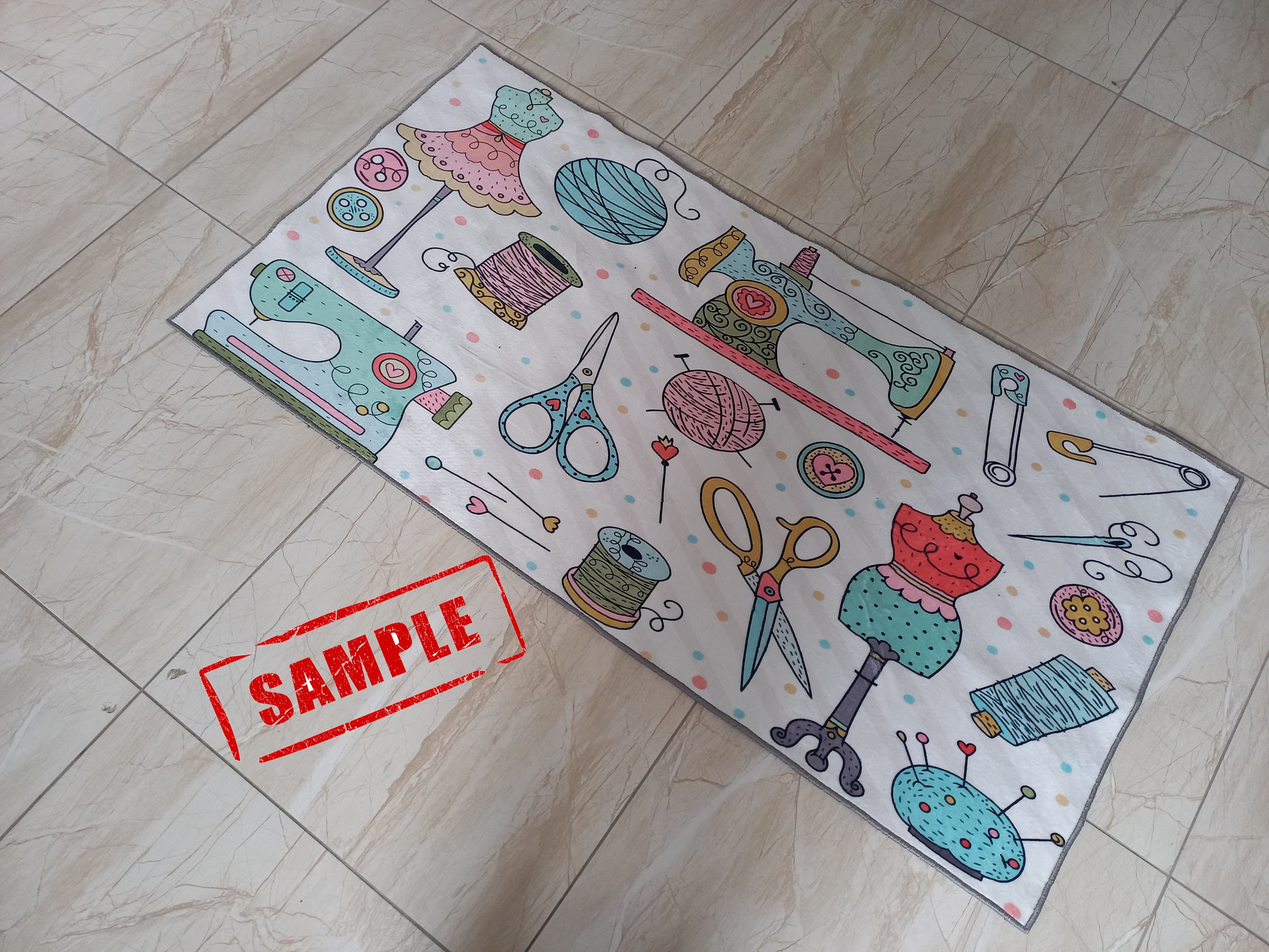 Sewing Machine Rug Pattern Sewing Machine Rug, Cotton Non-slip Mat, Sewing Room Decor - Etsy
