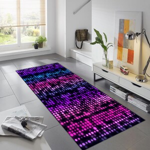 Neon Rug, Neon Runner Rug, Abstract Runner Rug, Hallway Rug, Long Rug ...