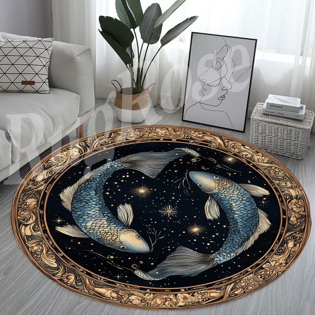 3D Look Fish Round Rug, Traditional Style - Etsy