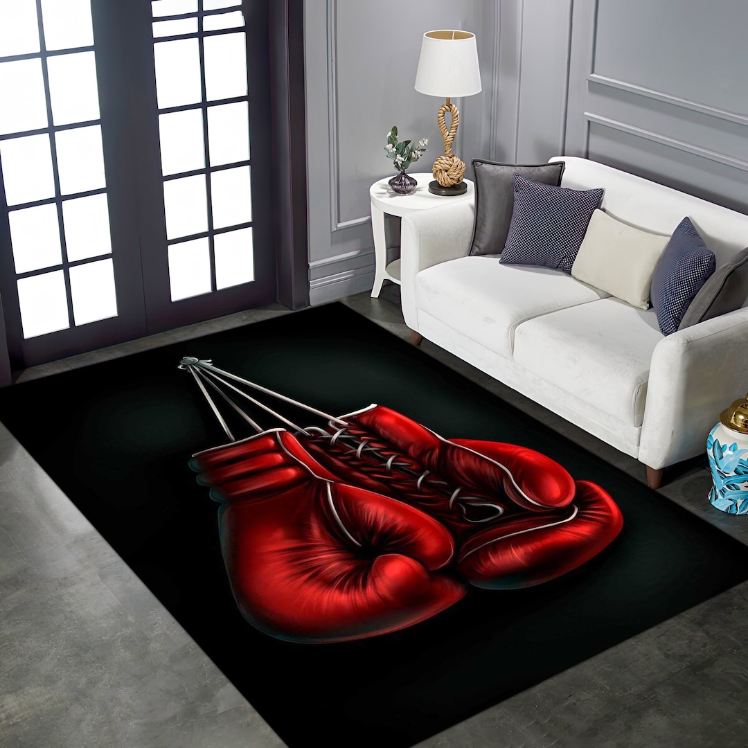 Boxing Rug, Boxing Gloves Rug, Knockout Rug, Living Room Rug, Home