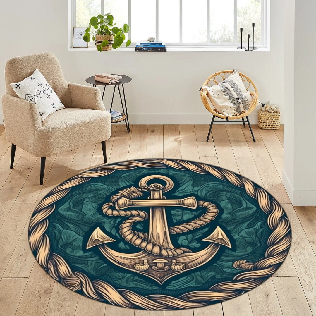 Anchor, Ship Anchor Rug, Nautical Rug, Kids Room Rug, Nautical Art