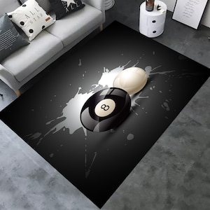 Billiards Rug, Billiards Pattern Rug, Game Room Rug,Gamer Rug,Teen Room Rug,Living Room Rug,Billiards Figure Eight,Game Decor Rug,Modern Rug