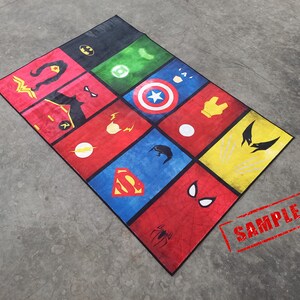 Super Hero Rug, Superheroes Rug, Kids Bedroom Rug, Superhero Pattern ...