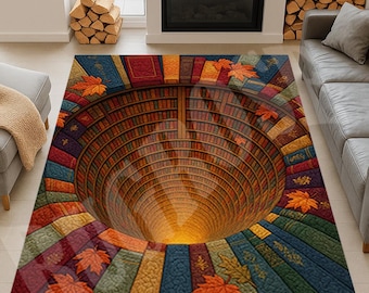 Library Books 3D Illusion Rug, Reading Nook Decor