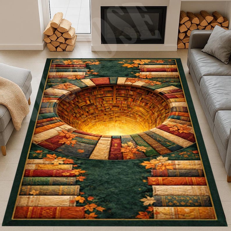 Library Books 3D Illusion Rug, Reading Nook Decor - Etsy