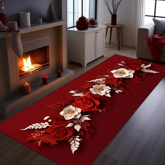 Red Or Roses Area Rugs Red And White Rug With Roses