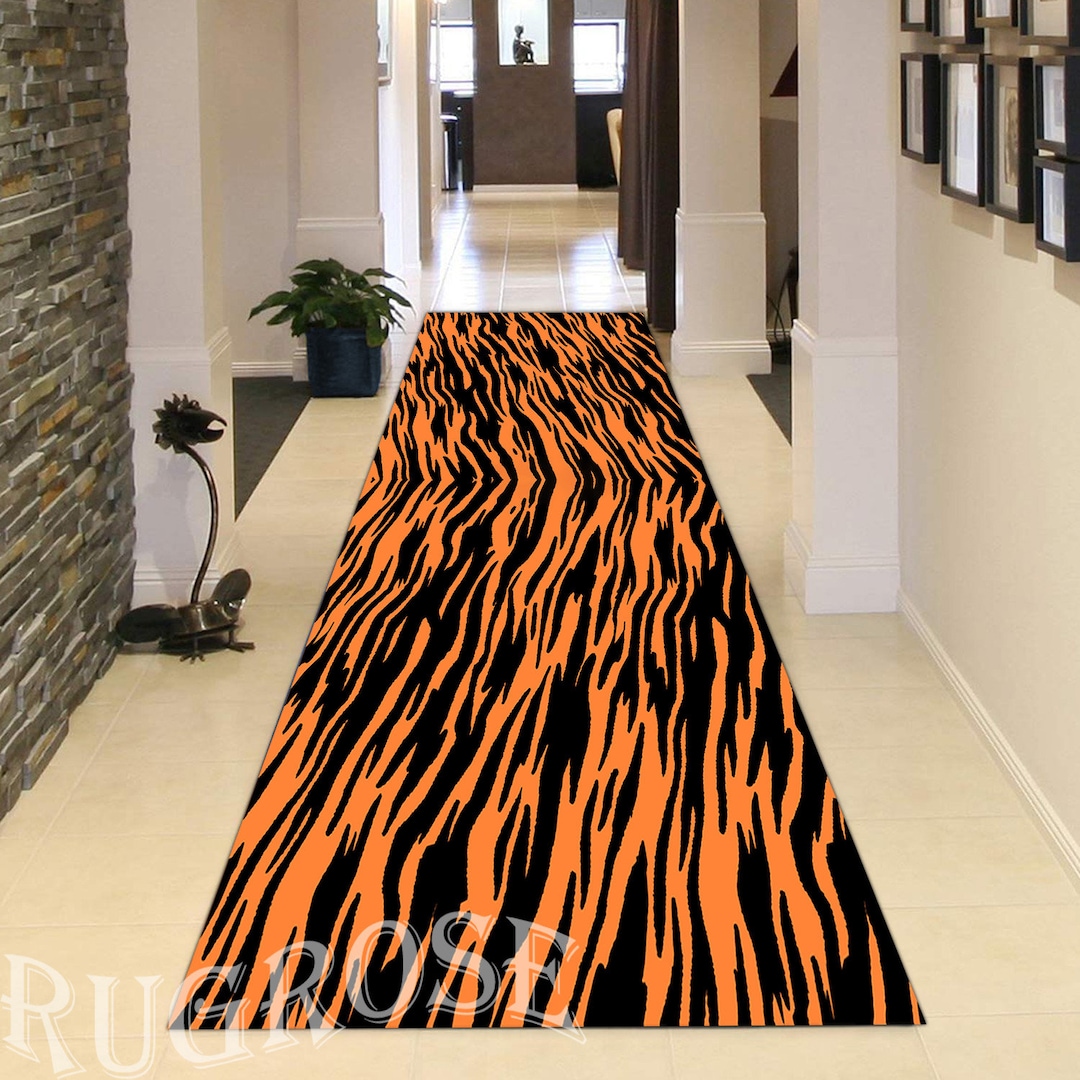 Runner, Tiger Runner Rug, Tiger Pattern Rug, Tiger Stripes Rug,hallway ...