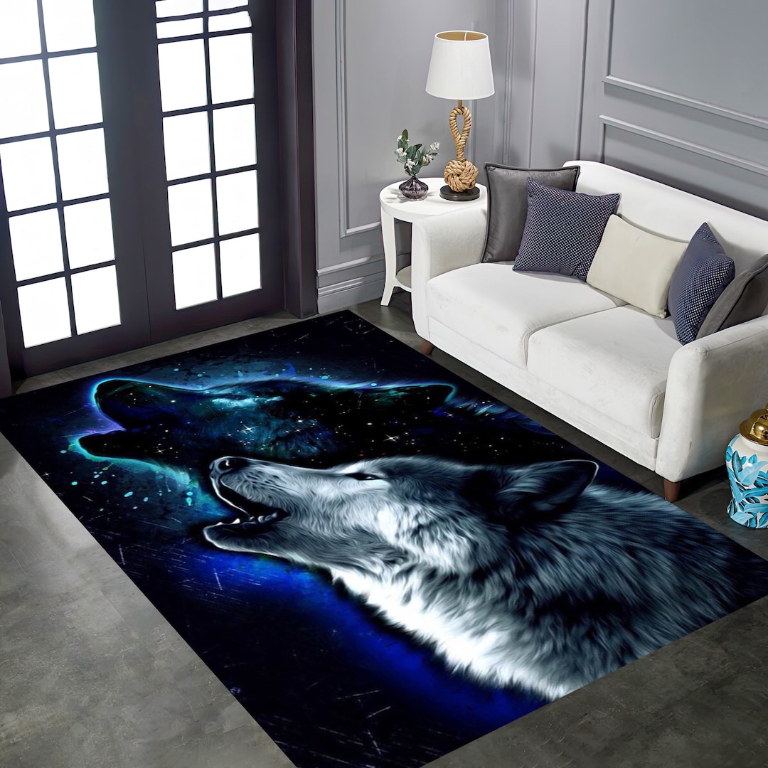 Wolf Rug,wolf Pattern Rugs,animal Themed Rug,cool Animal,living Room ...