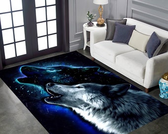 Wolf Rug,Wolf Pattern Rugs,Animal Themed Rug,Cool Animal,Living Room Rug, Colorful Rugs,Big Cat Rug,Living Room Decor, Non Slip Rug,Area Rug