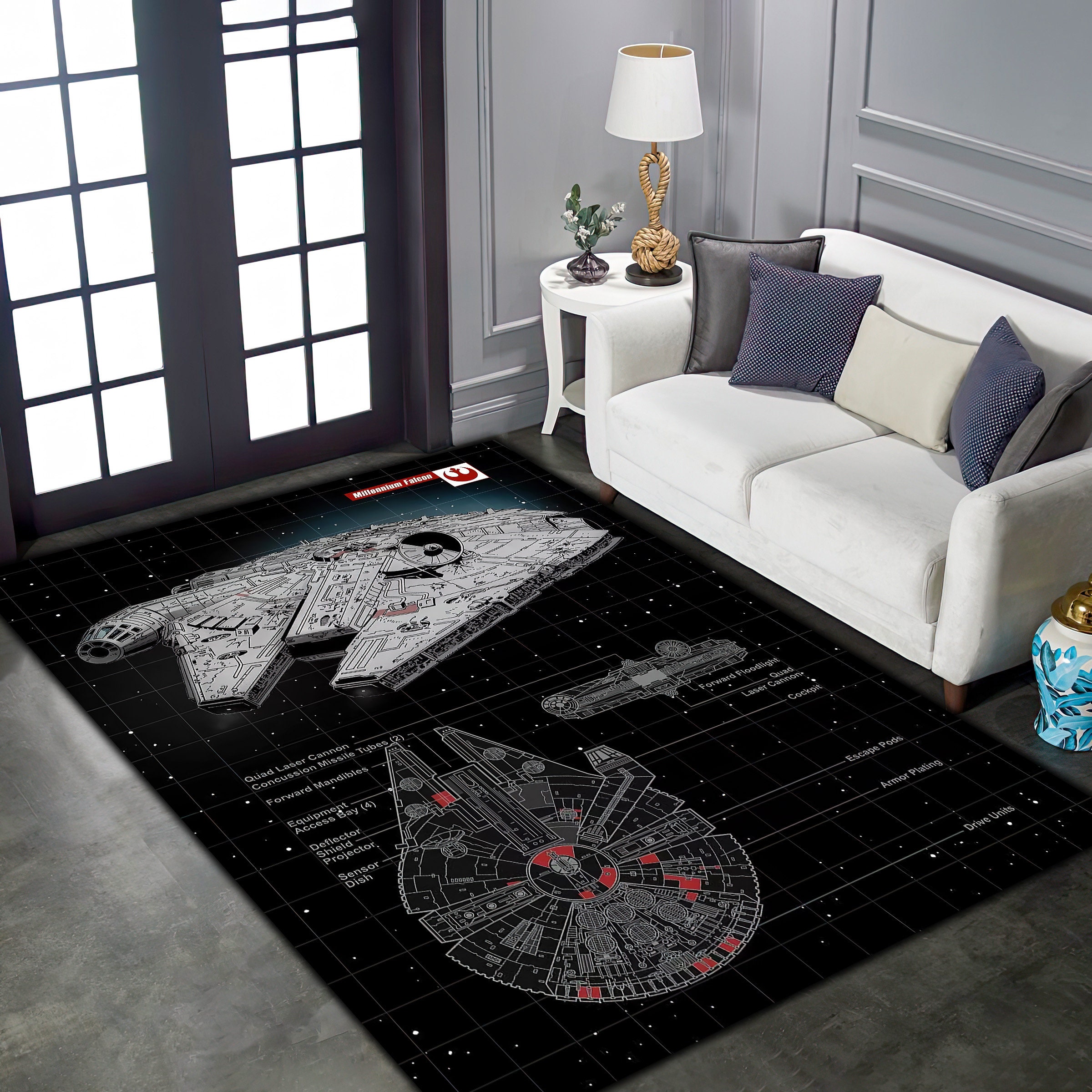 Star Wars Millennium Falcon Rug, Non-slip Kids Room Decor - Etsy