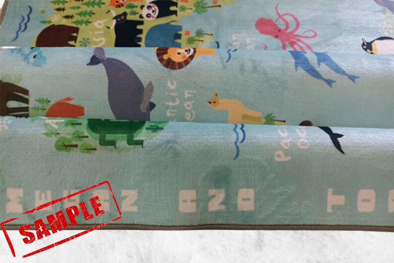 Animal World Map World Map Rug for Kids Room Rug - Etsy