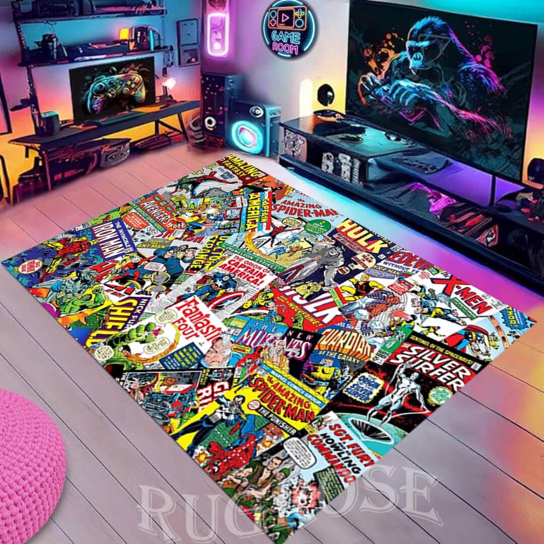 Action Figure Rug Superhero Comic Book Rug, Kids Room Decor - Etsy