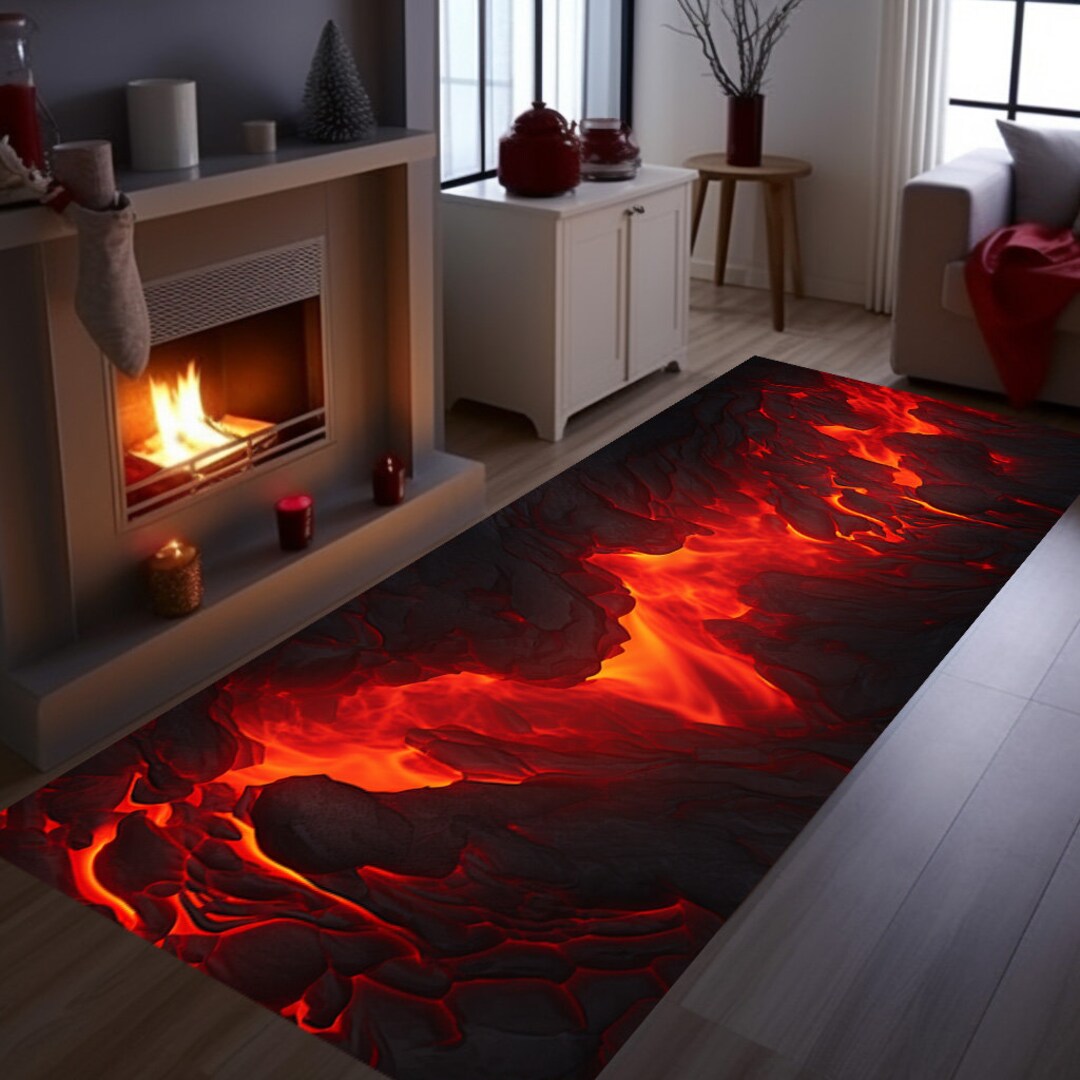 Lava Runner Rug, 3D Volcano Floor Rug, Modern Hallway Design - Etsy