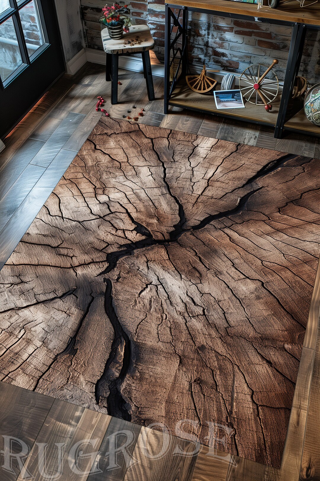 Tree Stump Rug, Tree Textured Rug, Tree Ring Art Rug,wood Look Rug,wood ...