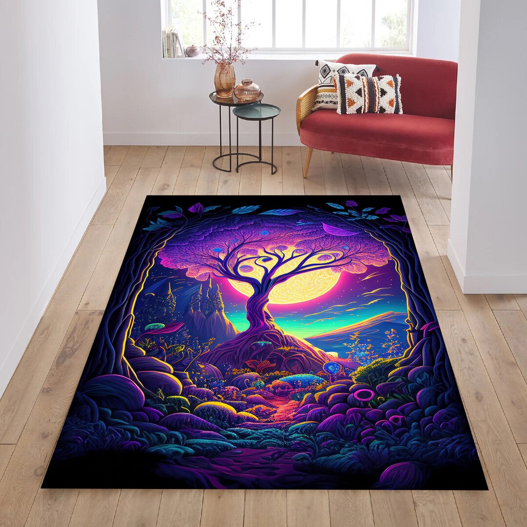 Abstract Tree Rug Neon Tree Rug Tree of Life Colorful Tree Rugtree of Life - Etsy