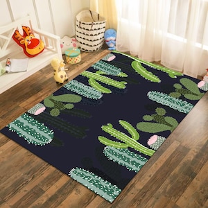 Cactus Rug, Plant Rug, Plant Design, Minimalist Rug, Gifts For Kids, Kids Room Rug, Home Decor Rug, Gift Rug, Non Slip Rug, Decor Rug