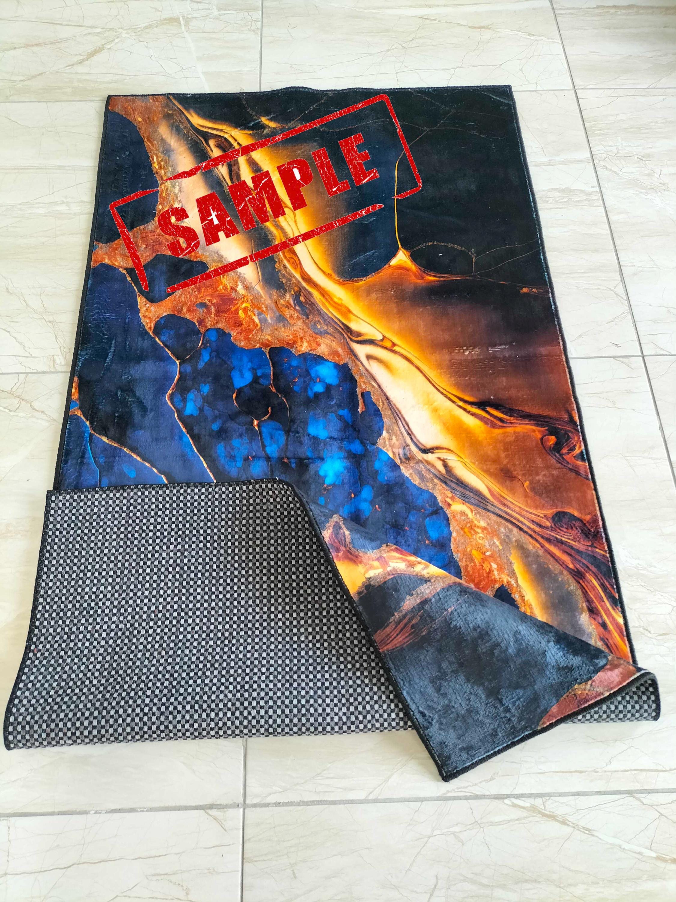 Blue Marble Rug Pattern Blue Gold Marble Rug, Stone Pattern, Non Slip Modern Area Rug - Etsy