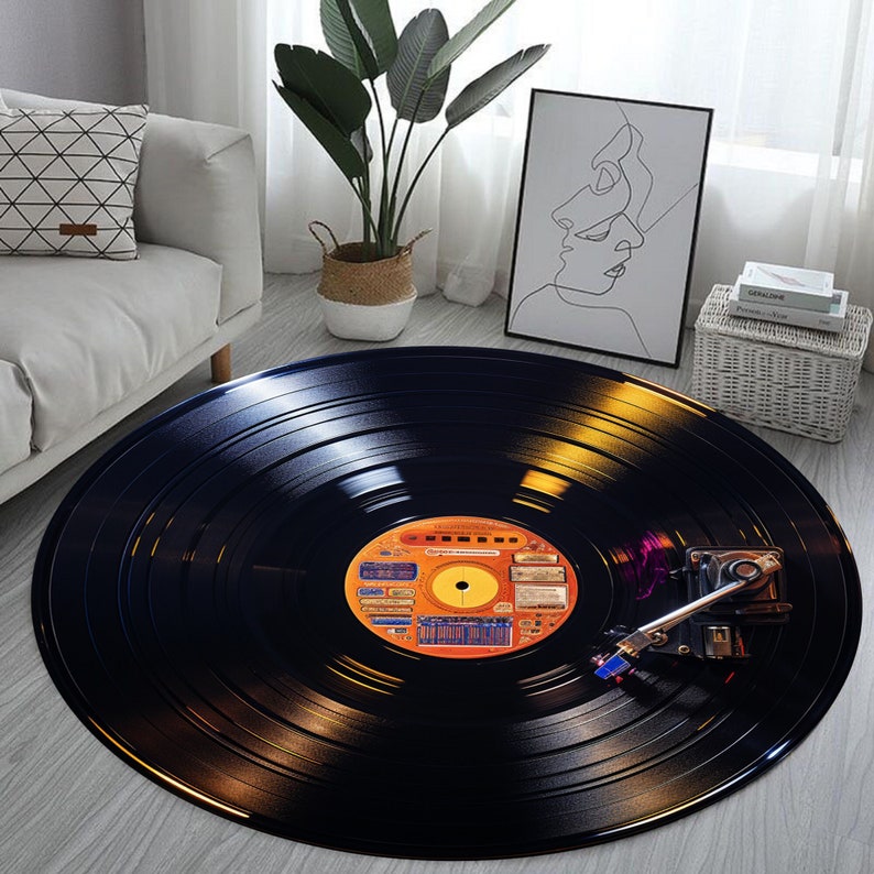 Retro Record Rug, Colorful Music Room Decor - Etsy