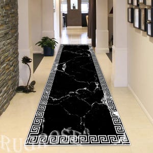 Black and White Rug, Marble Pattern Rug,Greek Pattern Rug,Greek Key Pattern Rug,Greek Motif Rug,Entry Rug,Marble Decor Rug,Marble Runner Rug