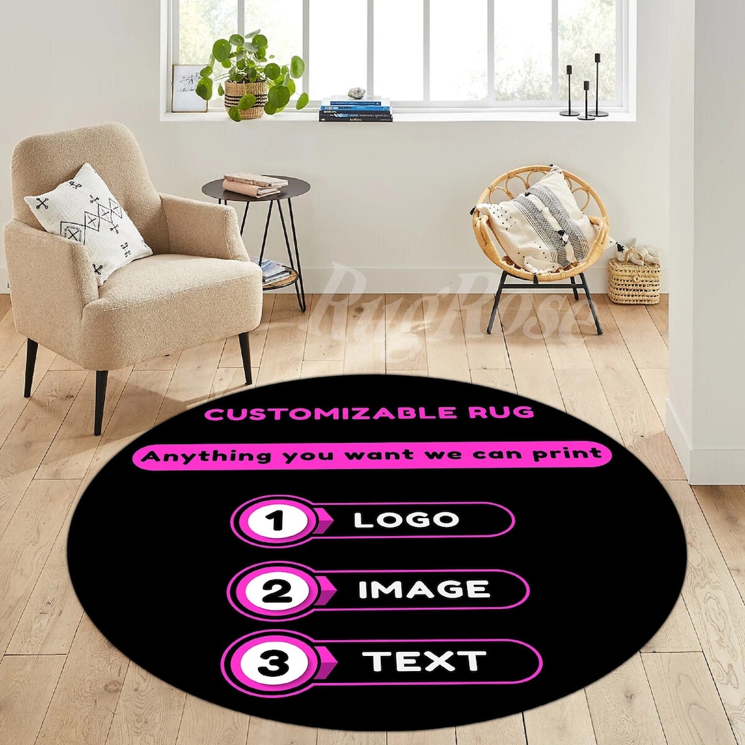 Personalized Round Rug, Custom Image Mat, Cotton Base - Etsy