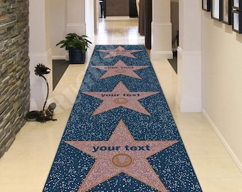 Personalized Hollywood Star Rug, Custom Name Runner Rug