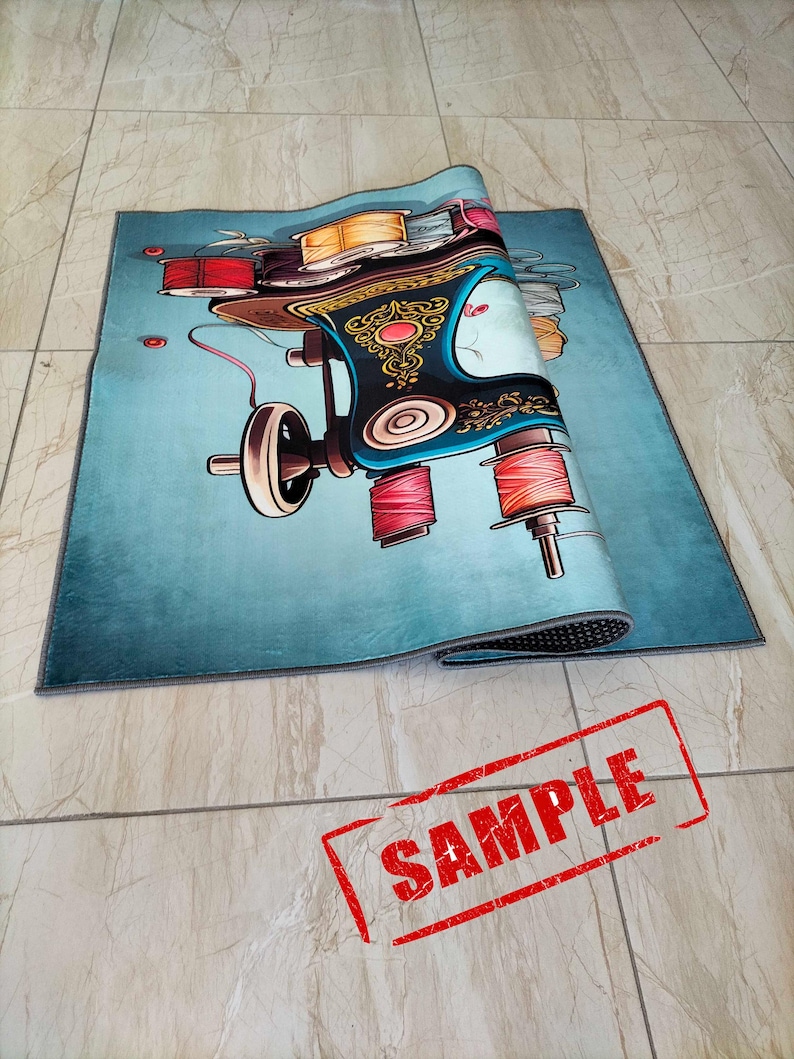 Sewing Machine Art Rug, Non-slip Cotton Base - Etsy
