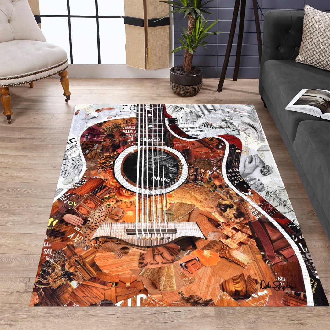 Guitar Themed Rug, Guitar Design Rugs, Music Rug,game Room Rug,area Rug