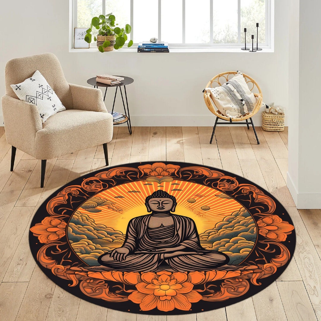 Buddha Rug, Buddha Pattern Rug, Buddha Print Rug, Yoga Rug, Meditation ...