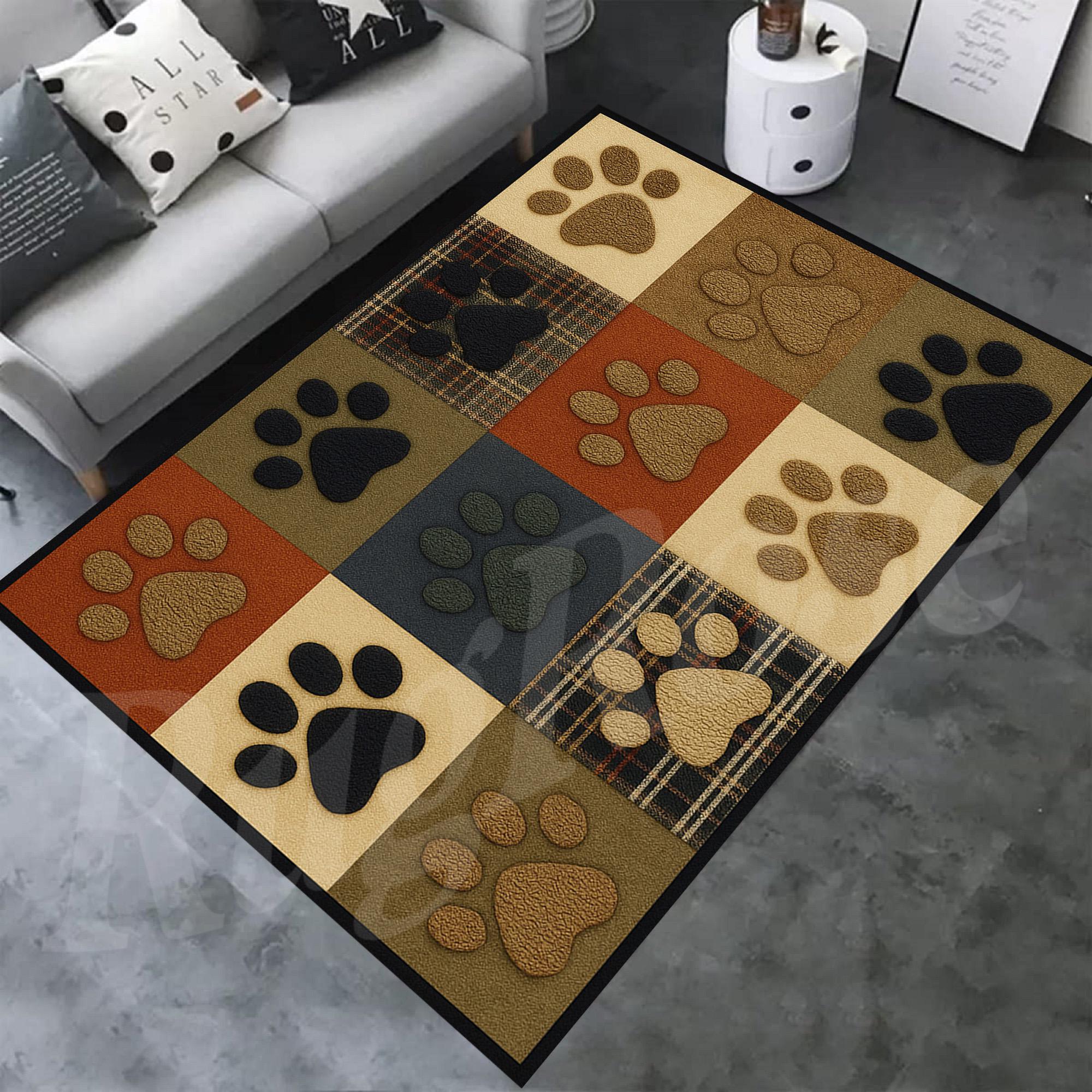 Paw Print Area Rug, Modern Pet Decor, Kids Room Rug - Etsy