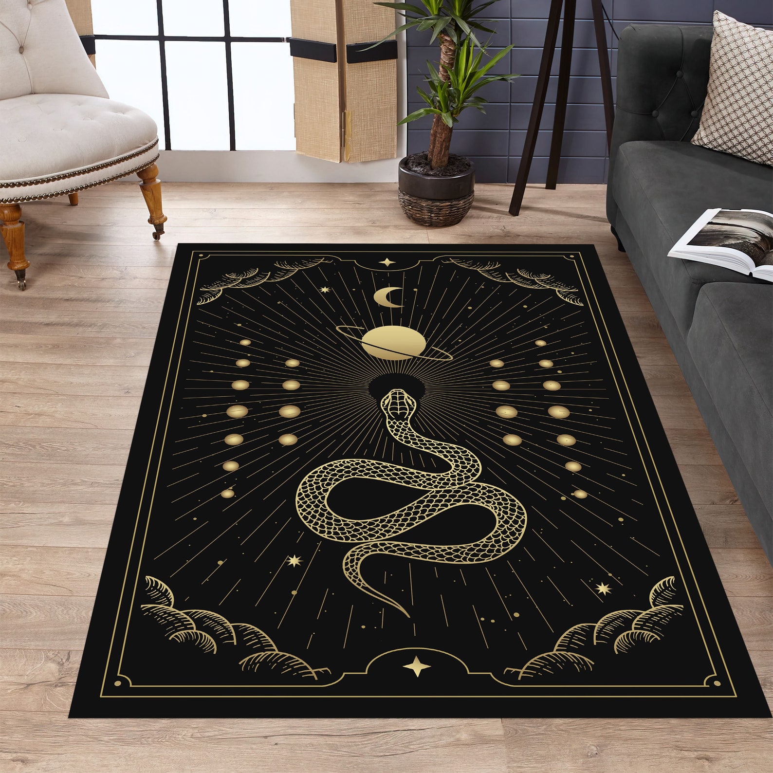 Snake Snake Pattern Rug Sky Universe Mystical Rug Star - Etsy