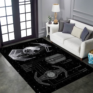Star Wars Patterned Rug, Non-Slip Kids Room Decor