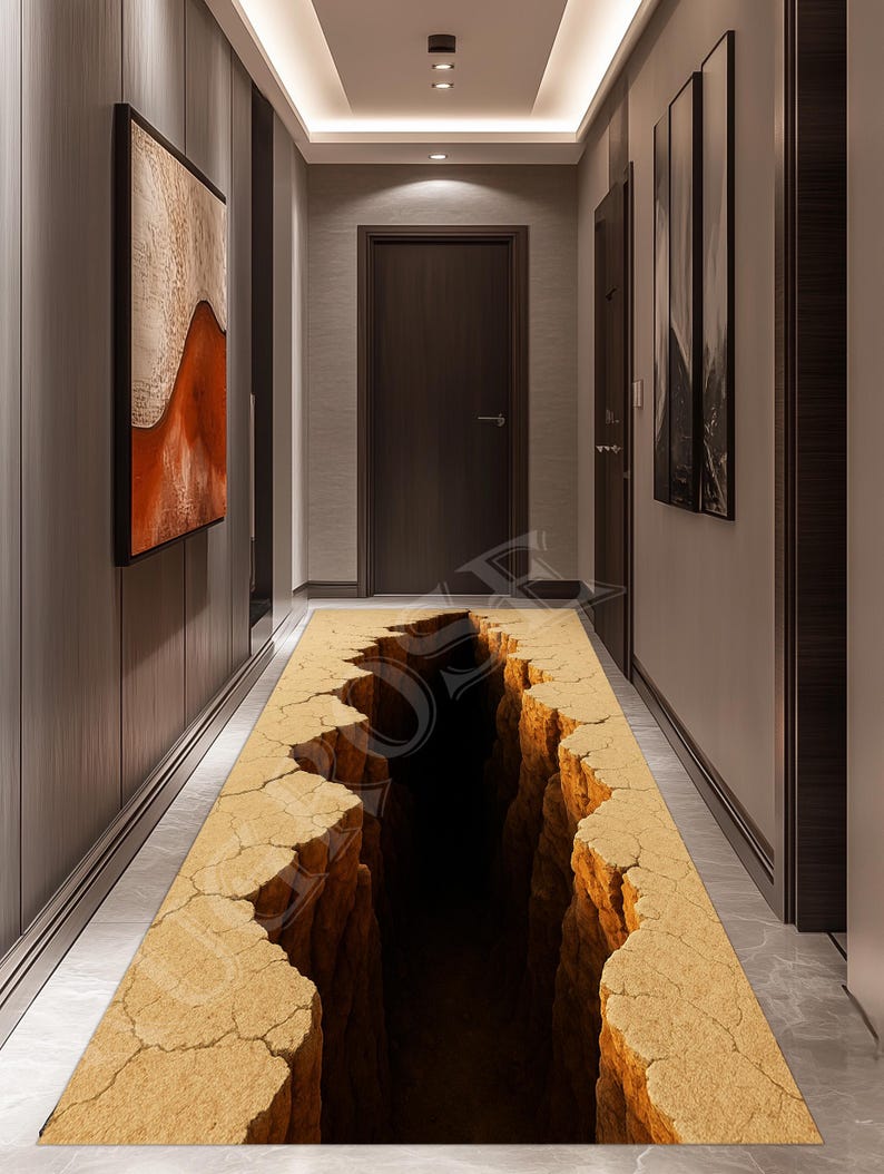 3D Crack Runner Rug, Optical Illusion Hallway Rug - Etsy